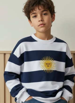 Buzo Argentina Niños Bandera Frisa Premium, color azul oscuro